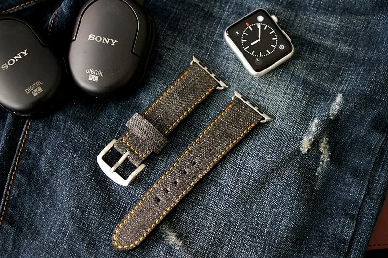Handmade Jean Denim Strap incl. Lugs Adapter for Apple Watch (or Apple Watch Sport) 42mm or 38mm – image 6